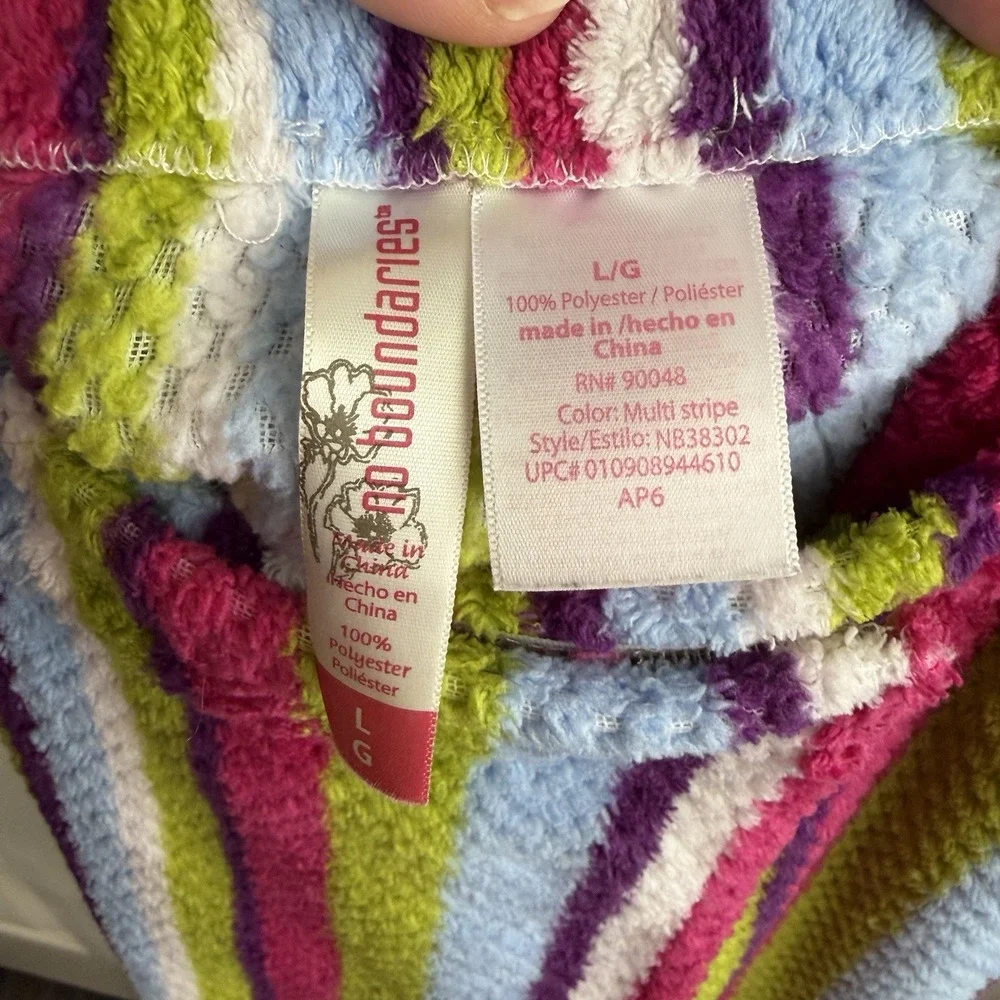 No Boundaries Multicolor Striped Bath Wrap Towel Size Large Beach Y2K VTG Cruise